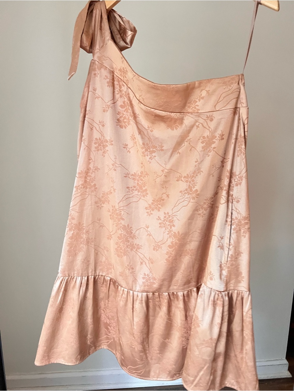 Satin Floral Midi Skirt in Blush Pink